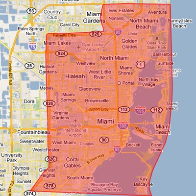 Miami Door to Door Service Areas